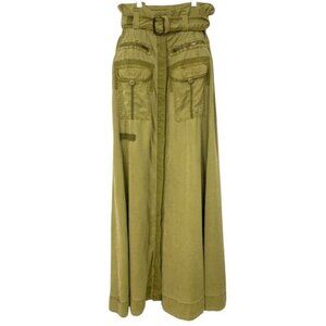 Free People What You Waiting For Maxi Skirt Army Green Size S Cargo Utility Boho